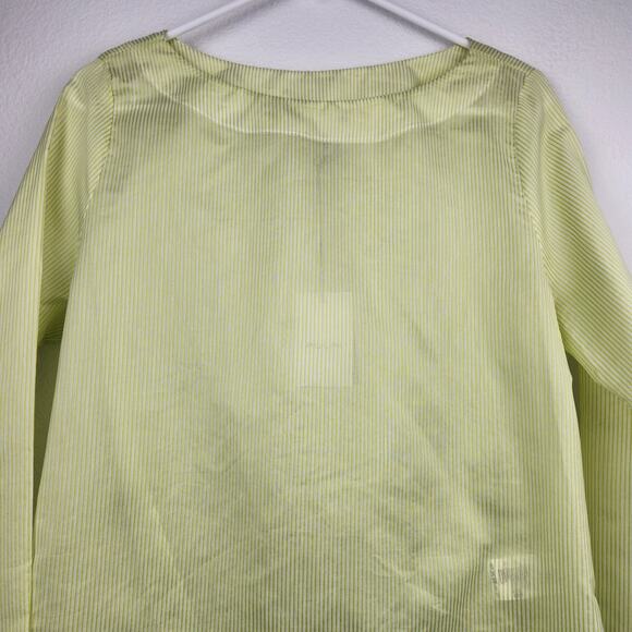 Algini Women Blouse Green Long Sleeve Semi Sheer Ruffle Back Size 42 US 6 NWT - Picture 3 of 10